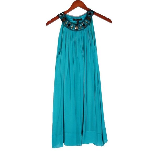 BCBGMAXAZRIA Women's US2 XS Green Dress Silk A-Line Beaded Neckline Mini $398 - Picture 6 of 6